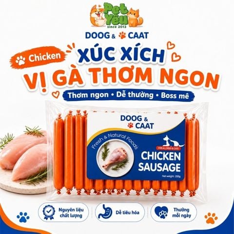  Xúc Xích Cho Chó Mèo Doog & Caat Giàu Vitamin (30 cây*15g) - Nhiều Vị 