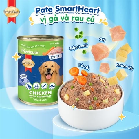  Pate Chó Lớn SmartHeart Lon 400g - Nhiều Vị 