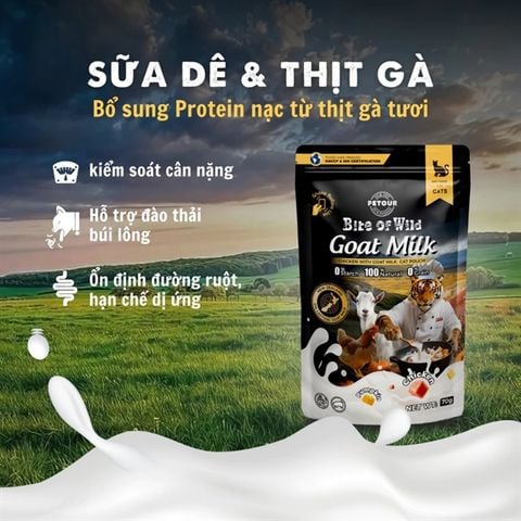  Pate Cao Cấp Bite of Wild Túi 70G Công Thức Giàu Đạm Và Sữa Dê Cho Mèo Từ 2 Tháng Tuổi 