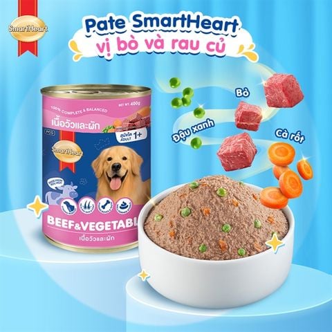  Pate Chó Lớn SmartHeart Lon 400g - Nhiều Vị 