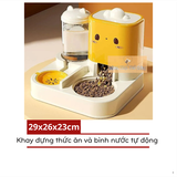  Khay Đựng Thức Ăn Tích Hợp Bình Nước Tự Động Cho Thú Cưng - 29x26x23cm 