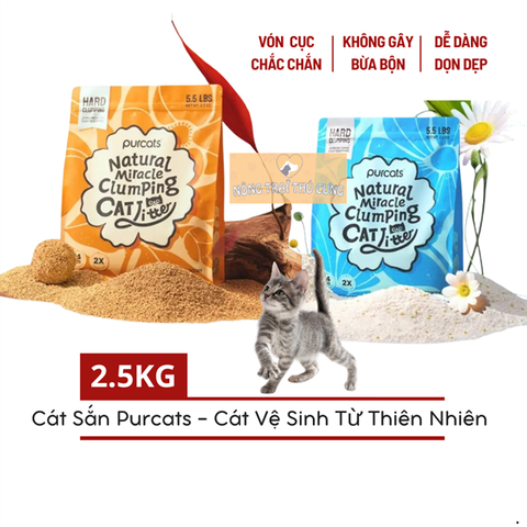  Cát Vệ Sinh Cho Mèo - Purcats - Cát Sắn Cature - 5,5L (2,5kg) 