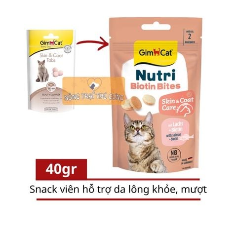  Bánh Thưởng Viên GimCat Cho Mèo Giúp Lông Bóng Mượt Móng Khỏe Gói 40g 