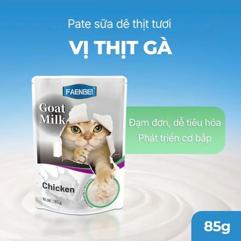  Pate Sữa Dê Faenbei Cho Mèo Từ 3 Tháng Tuổi, Giúp Tốt Cho Hệ Tiêu Hóa - 85g 
