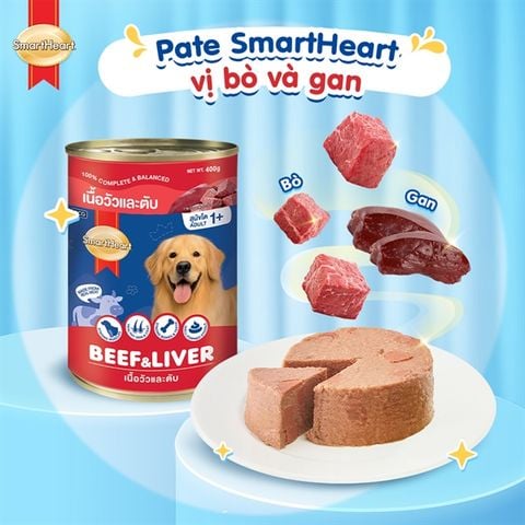  Pate Chó Lớn SmartHeart Lon 400g - Nhiều Vị 