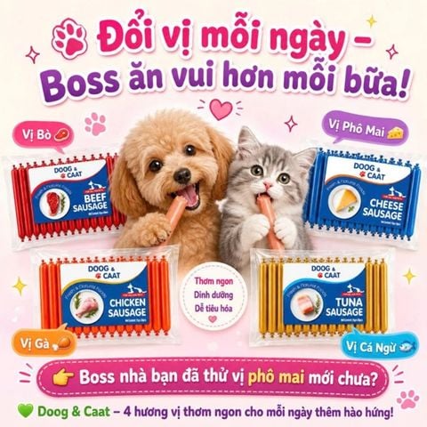  Xúc Xích Cho Chó Mèo Doog & Caat Giàu Vitamin (30 cây*15g) - Nhiều Vị 