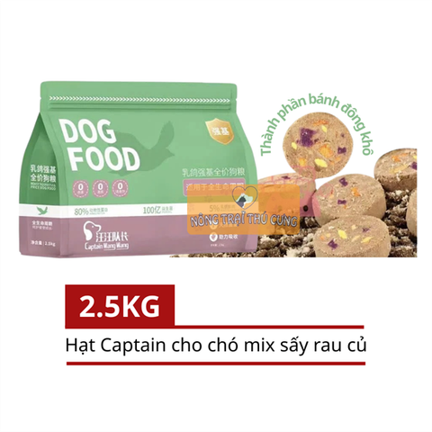  Hạt Cho Chó Captain 5in1 (Mix Bồ Câu, Bánh Rau Củ,...) Phù Hợp Mọi Độ Tuổi, Mọi Giống Chó 