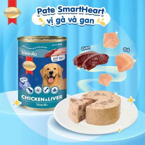  Pate Chó Lớn SmartHeart Lon 400g - Nhiều Vị 