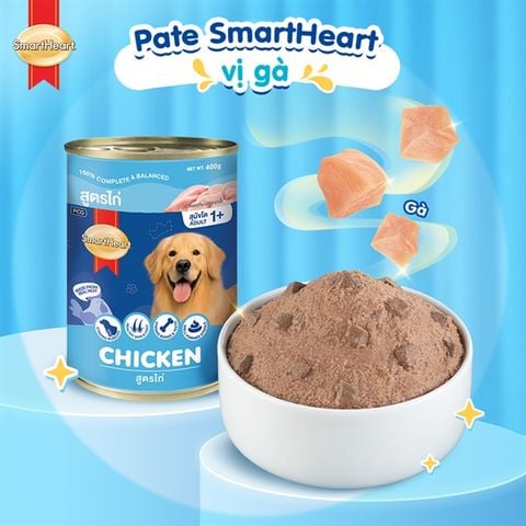  Pate Chó Lớn SmartHeart Lon 400g - Nhiều Vị 