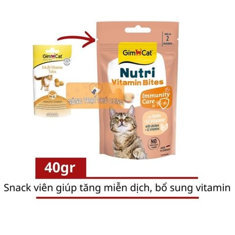  Bánh Thưởng Viên GimCat Cho Mèo Bổ Sung Vitamin &Tăng Miễn Dịch Gói 40g 