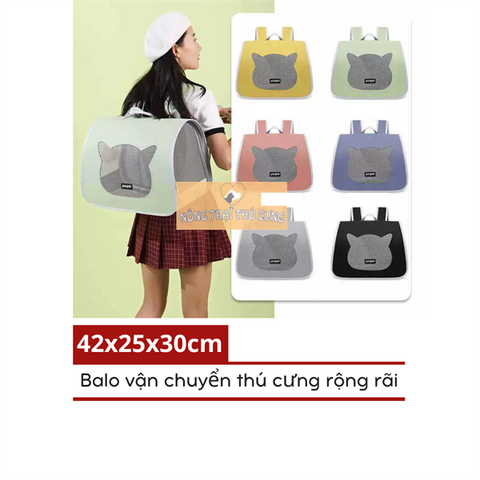  Balo Chữ Nhật Đeo Vai Hình Mặt Mèo Lưới - Dưới 5KG 