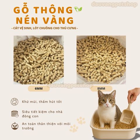  [Bao 10kg] Cát Vệ Sinh Gỗ Thông Cho Mèo, Thỏ, Hamster 