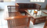  Sofa gỗ Việt hiện đại cho phòng khách rộng Halamp SF031 