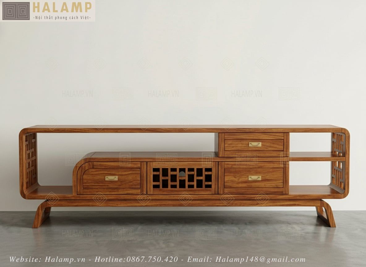  Mẫu kệ ti vi gỗ phòng khách chung cư Halamp KTV006 