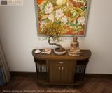  Tủ Console Gỗ Tự Nhiên Dáng Bán Nguyệt Phong Cách Việt Đương Đại C008 