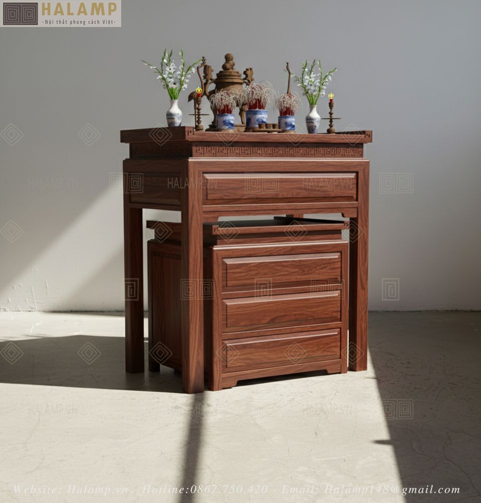  Mẫu bàn thờ gia tiên nhỏ gọn cho chung cư Halamp BTV010 