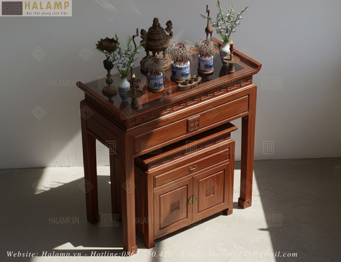  Mẫu bàn thờ đứng nhỏ gọn Halamp BTV006 