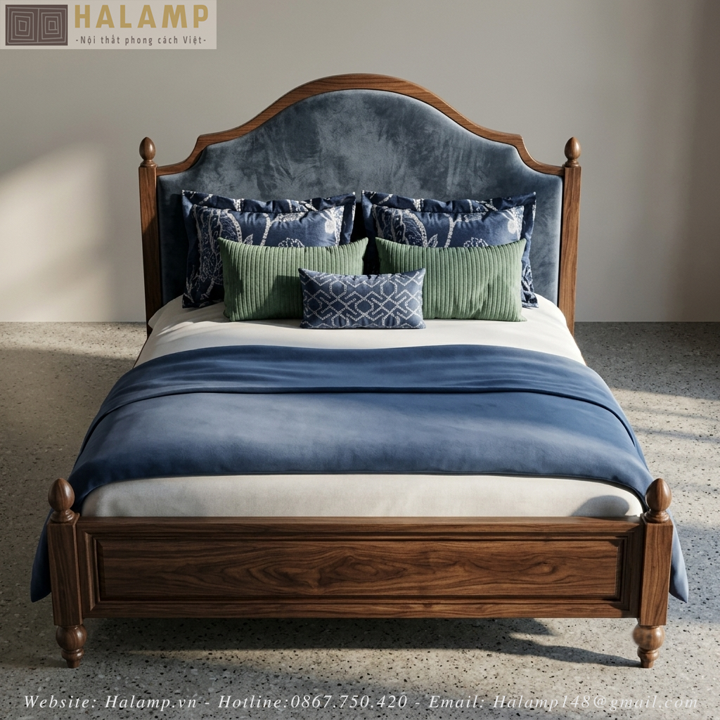  Giường ngủ Indochine gỗ tự nhiên GN014 