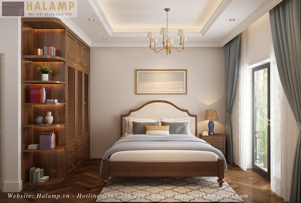  Giường ngủ Indochine gỗ tự nhiên GN014 