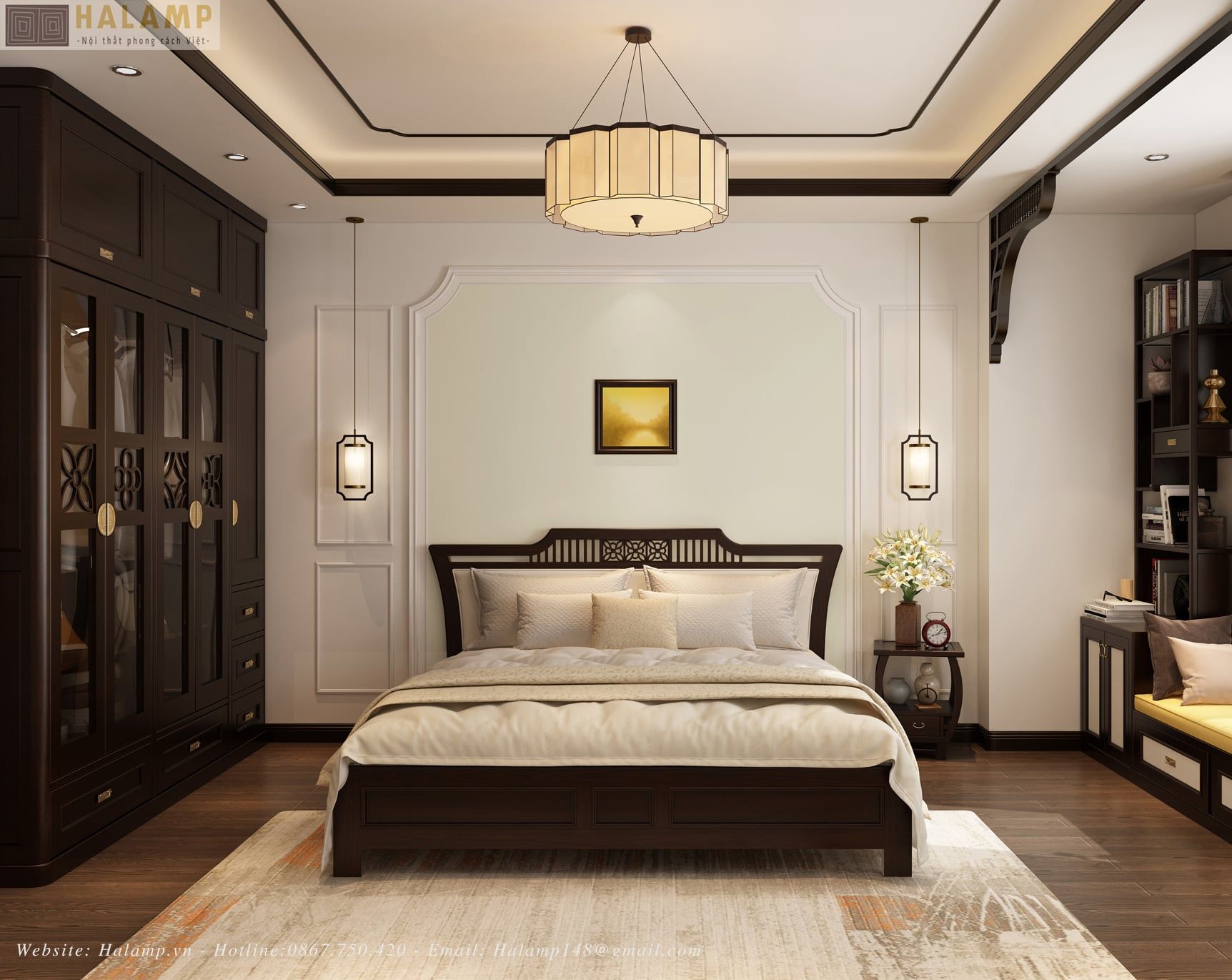  Giường Ngủ Gỗ Tự Nhiên 1,8×2m Nét Thiết Kế Tân Cổ Điển Chạm Họa Văn Á Đông 