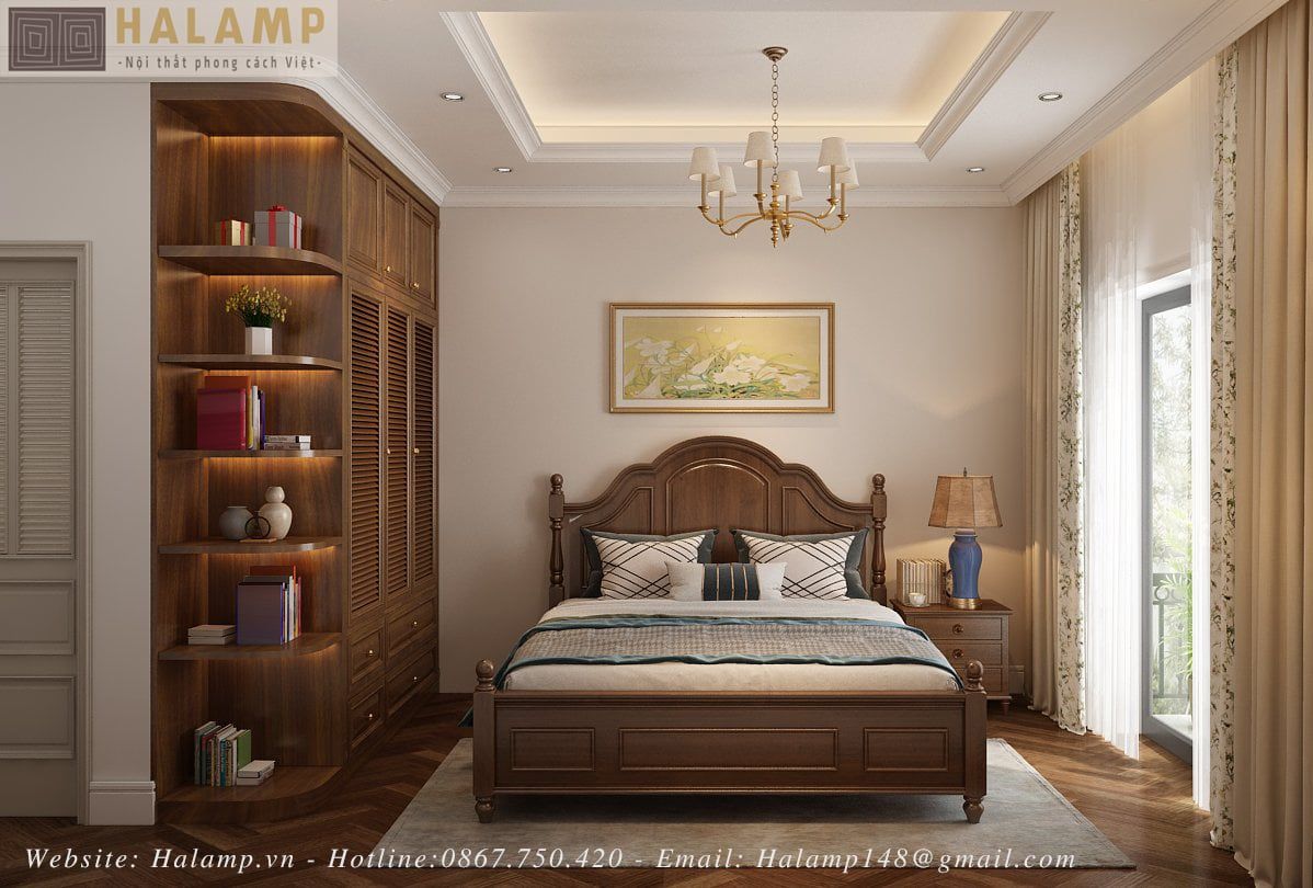  Giường ngủ Indochine gỗ tự nhiên GN012 
