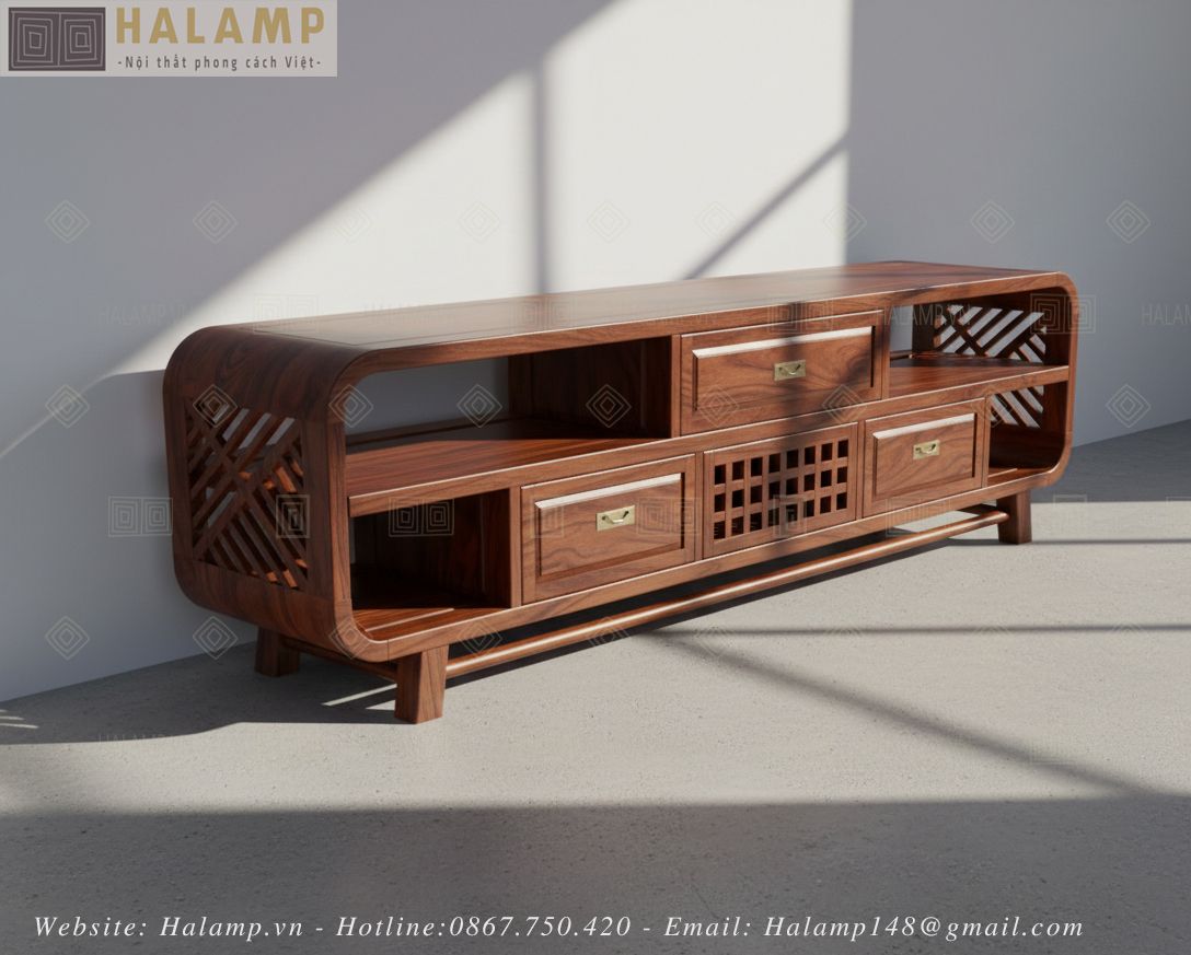  Kệ ti vi phòng khách gỗ Việt Halamp KTV002 