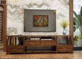  Kệ ti vi gỗ phòng khách phong cách Việt truyền thống Halamp KTV003 