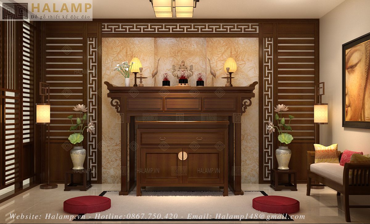  Mẫu bàn thờ gia tiên đơn giản đẹp Halamp BTV001 