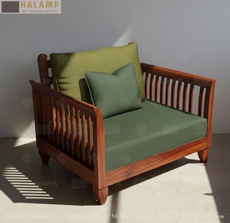  Bàn ghế sofa gỗ phòng khách hiện đại Halamp SF005 