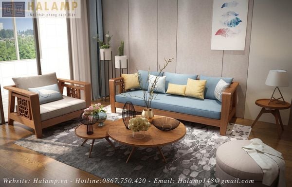 sofa gỗ việt hiện đại