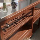  Tủ Console Gỗ Tự Nhiên Mặt Kính Họa Tiết Á Đông C010 