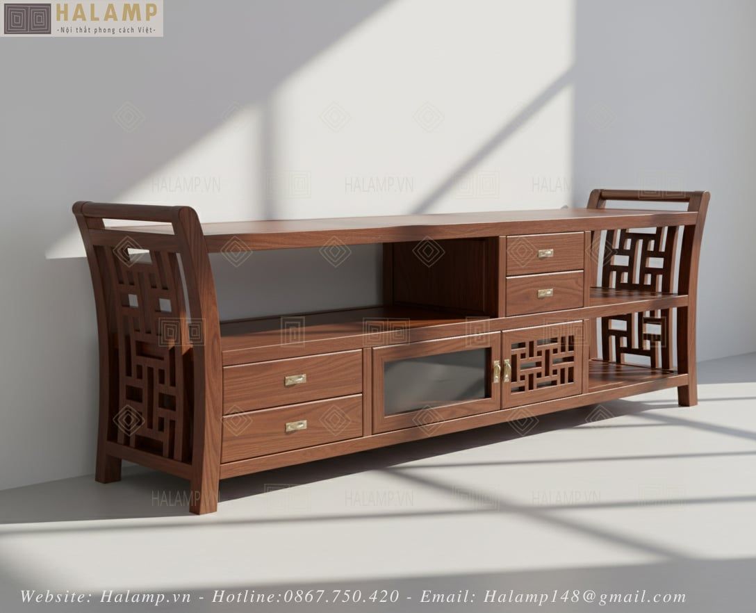  Mẫu tủ kệ ti vi grand bois indochine halamp KTV004 