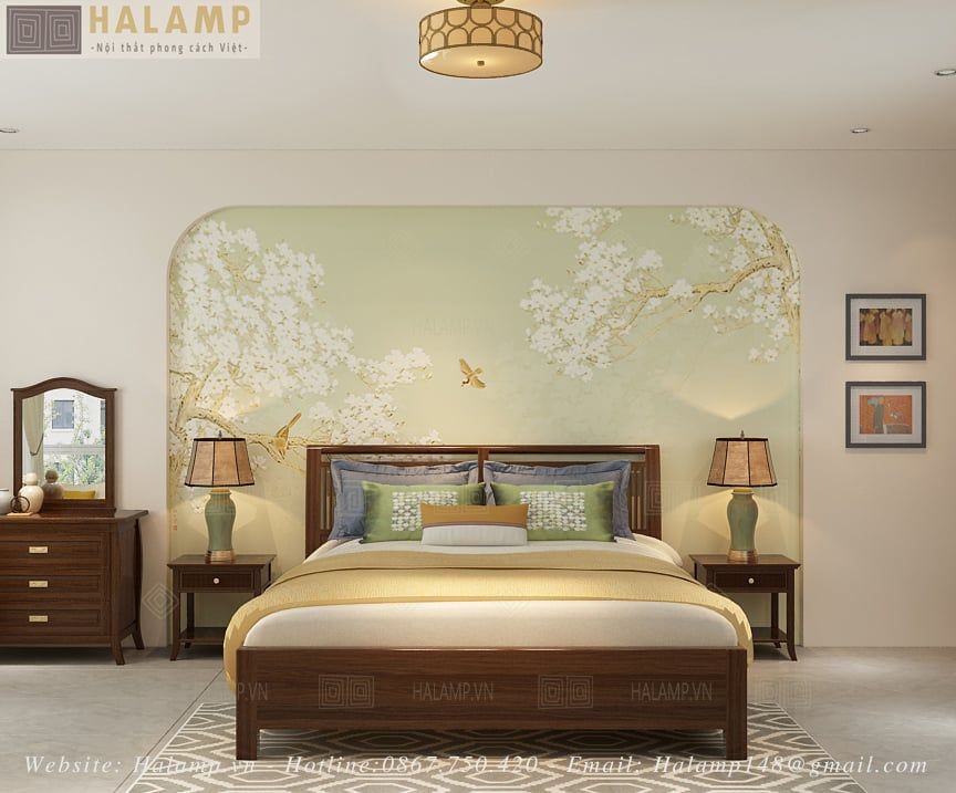  Mẫu Giường Gỗ Tự Nhiên Đơn Giản -Tinh Tế Mà Bền Đẹp Halamp 03 