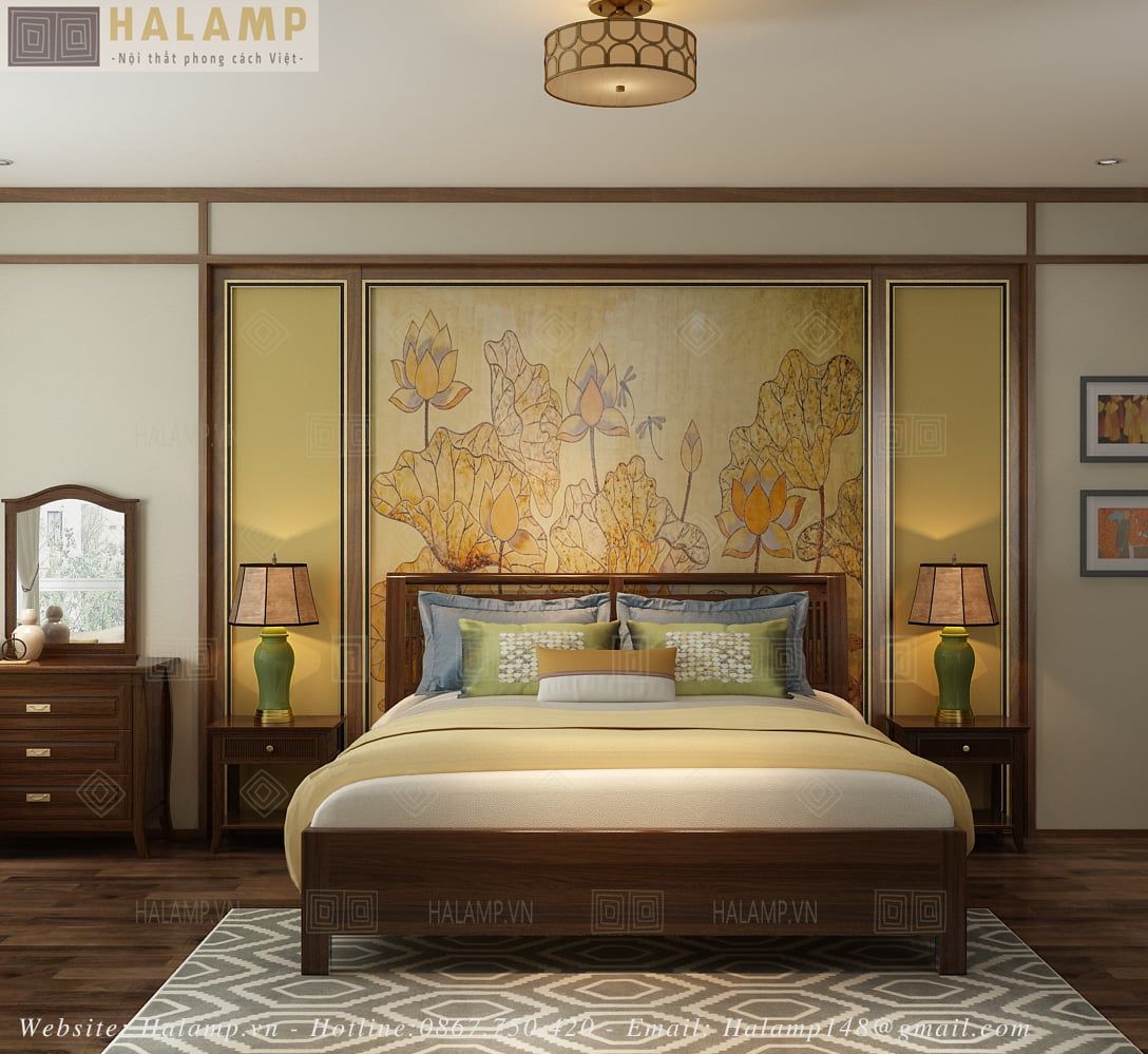  Mẫu Giường Gỗ Tự Nhiên Đơn Giản -Tinh Tế Mà Bền Đẹp Halamp 03 