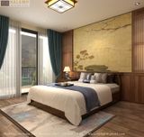  Giường ngủ gỗ tự nhiên phong cách Á Đông đương đại GN003 