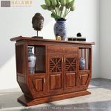  Tủ Console Gỗ Tự Nhiên Cánh Nan Quạt Phong Cách Việt Đương Đại C006 
