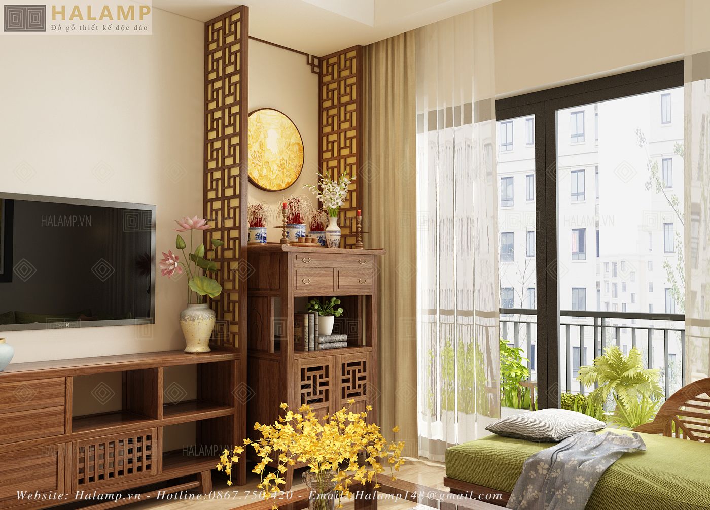  Mẫu tủ thờ cho chung cư Halamp BTV002 