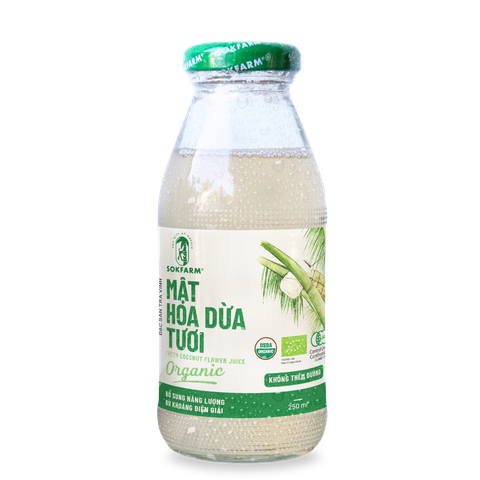  Mật hoa dừa tươi Organic Sokfarm 250m - Chai thủy tinh 