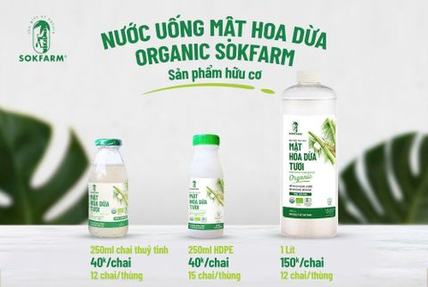  Mật hoa dừa tươi Organic Sokfarm 1 Lít 