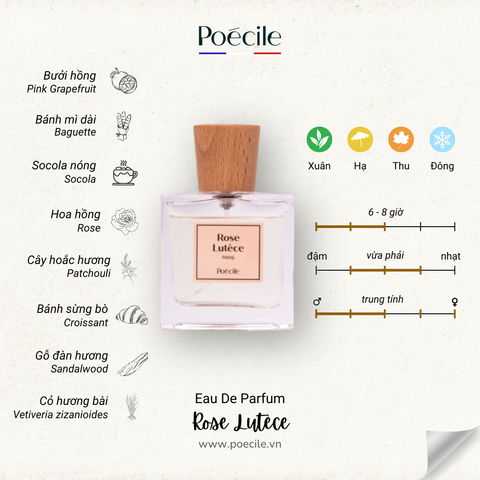  Nước Hoa Nam Nữ Poécile, Rose Lutèce 15ml - 50ml 