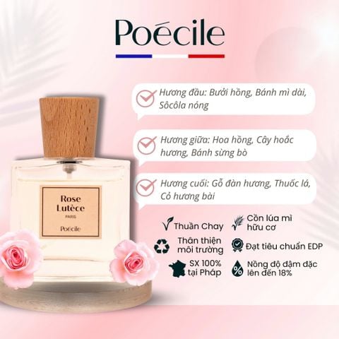  Nước Hoa Nam Nữ Poécile, Rose Lutèce 15ml - 50ml 