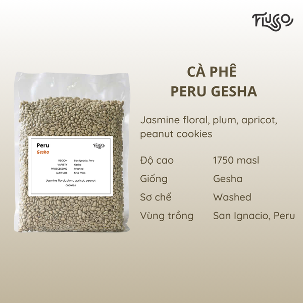  Cà phê nhân xanh Peru Gesha 