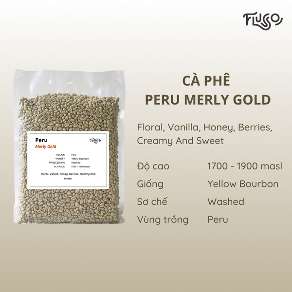  Cà phê nhân xanh Peru Merly Gold 