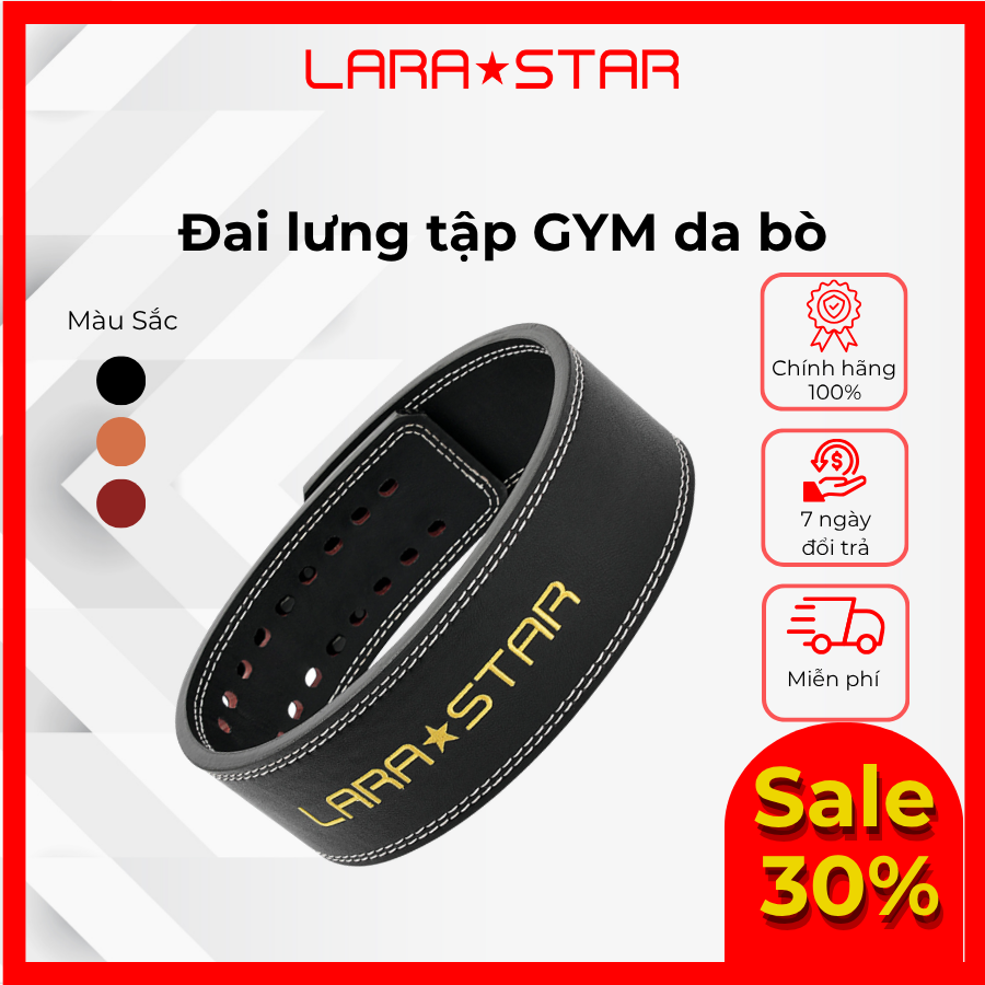  LS0893 - ĐAI LƯNG TẬP GYM KHÓA LẪY DA BÒ NGUYÊN TẤM 