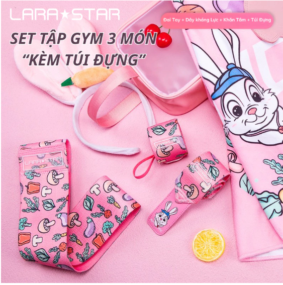  LS0023 - SET TẬP GYM 3 MÓN: ĐAI QUẤN CỔ TAY - DÂY KHÁNG LỰC - KHĂN TẮM 