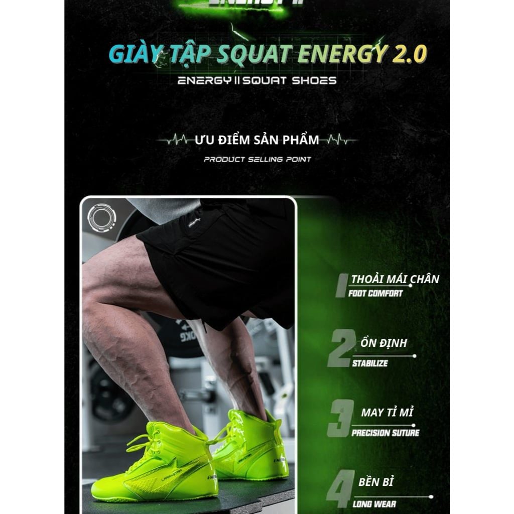  LS1082 - GIÀY TẬP SQUAT, CỬ TẠ CỔ CAO SIÊU BÁM SÀN VER II 