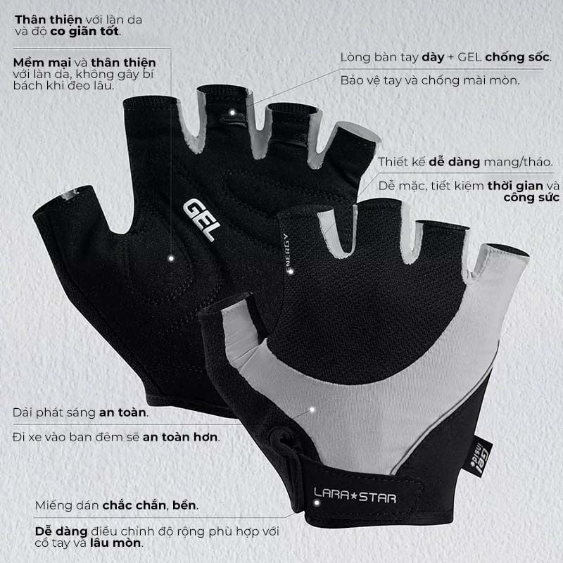  LS0740 - GĂNG TAY ĐẠP XE, TẬP GYM CÓ GEL CHỐNG SỐC 