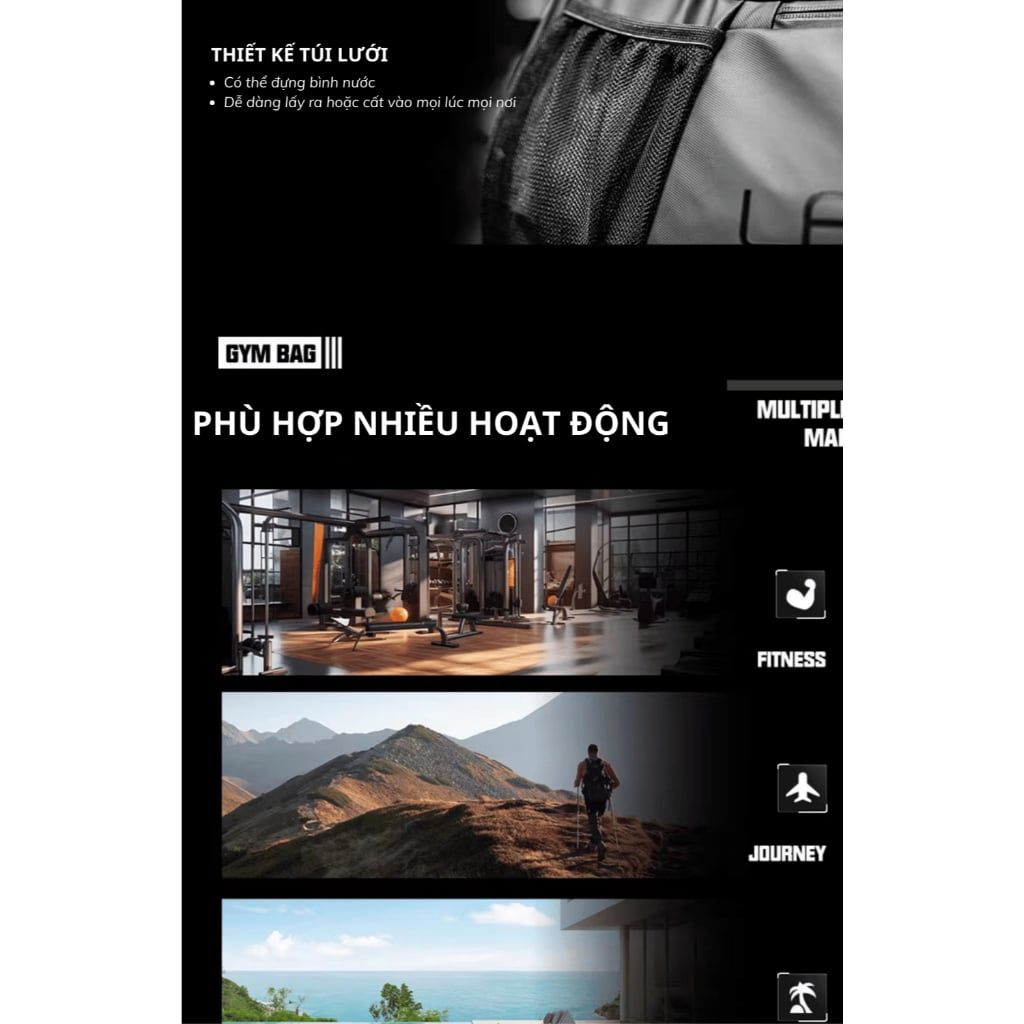  LS1088 - TÚI TẬP GYM THỂ THAO CHỐNG NƯỚC 