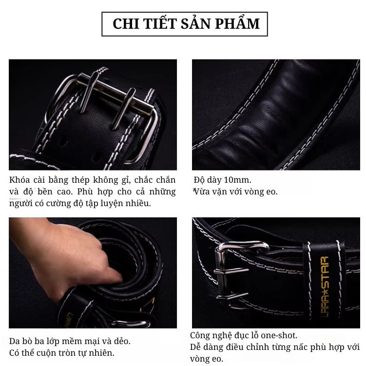  LS0828 - ĐAI LƯNG TẬP GYM KHÓA CÀI KHÔNG GỈ 