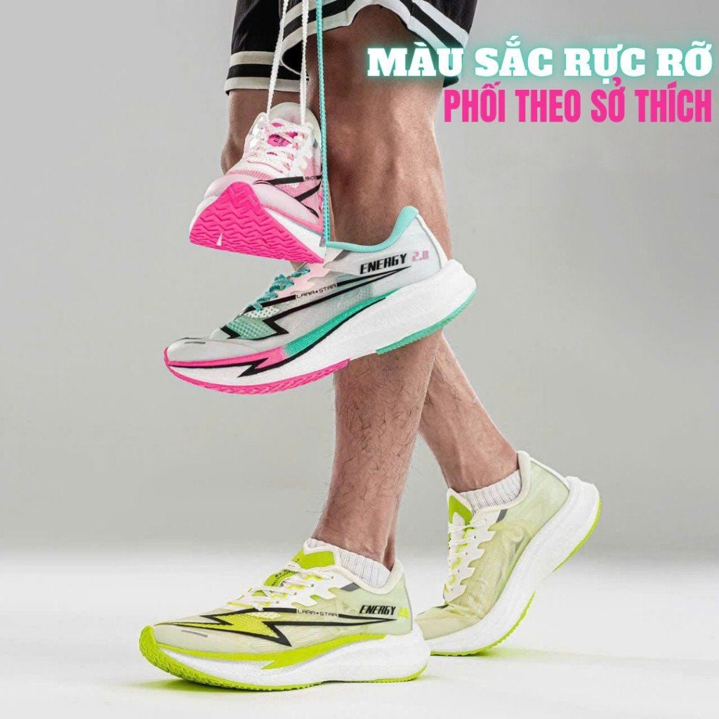  [GIÁ TỐT] Giày Chạy Bộ Thể Thao Lara Star Energy 2.0 LS1037 Siêu Nhẹ,Thoáng Khí, Tấm Đẩy PeBax 